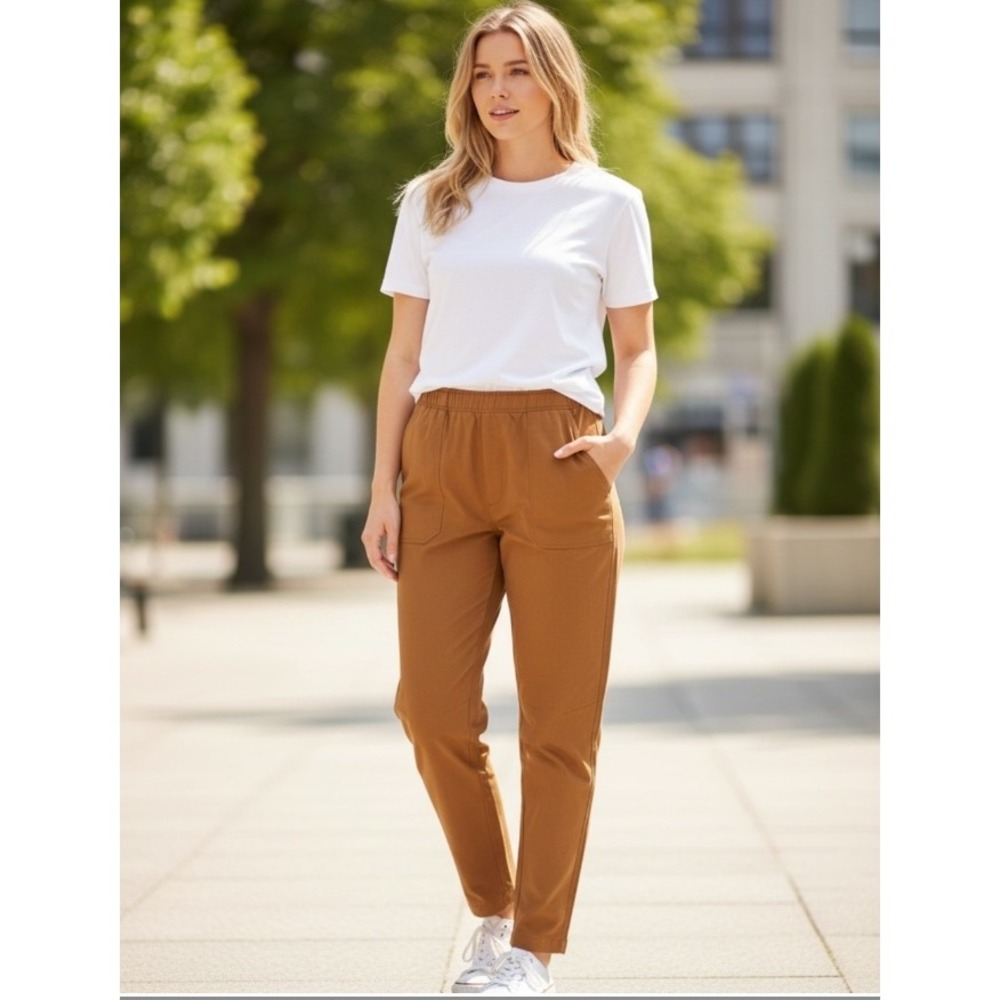 Old Navy High-Rise Pull-On Utility Pants Women XXL Tall Brown Stretch Carpenter